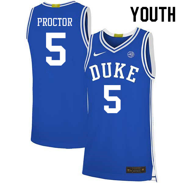 Youth #5 Tyrese Proctor Duke Blue Devils 2022-23 College Stitched Basketball Jerseys Sale-Blue